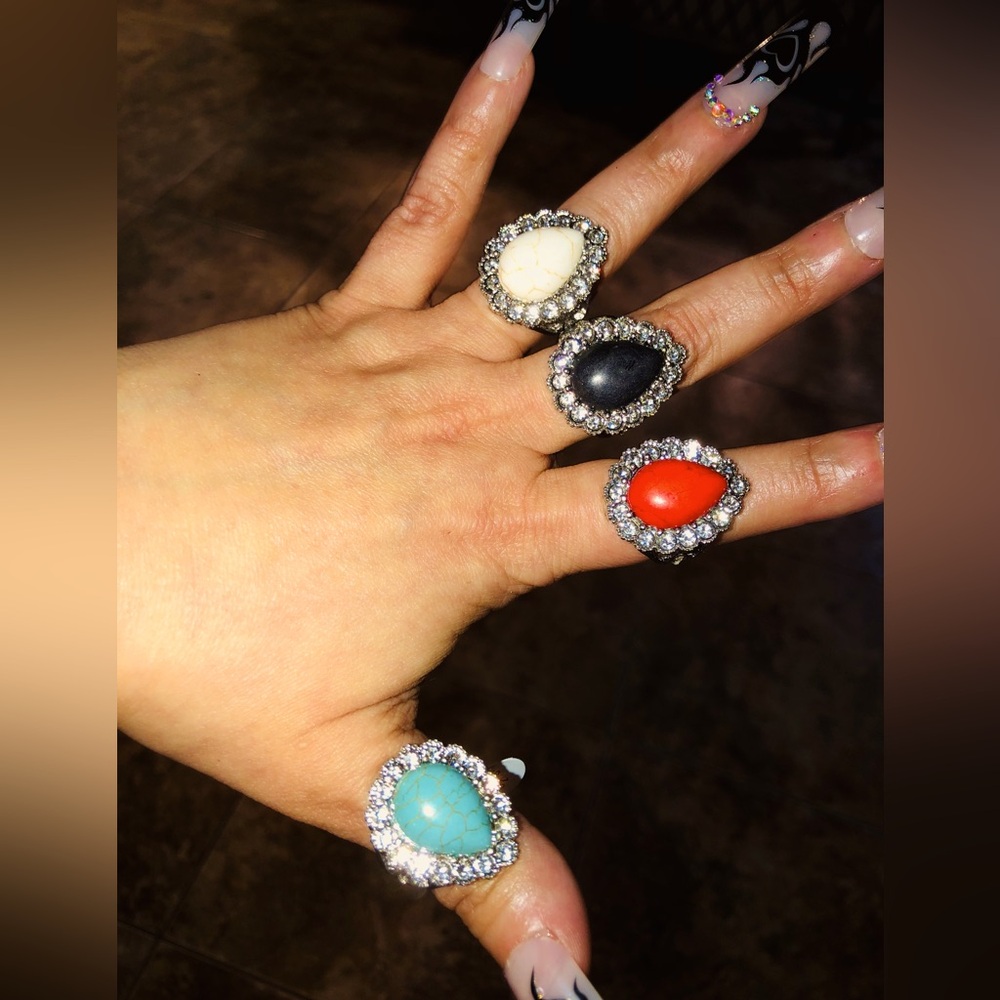 BEAUTIFUL BIG GEM RHINESTONE RINGS NEW🔥